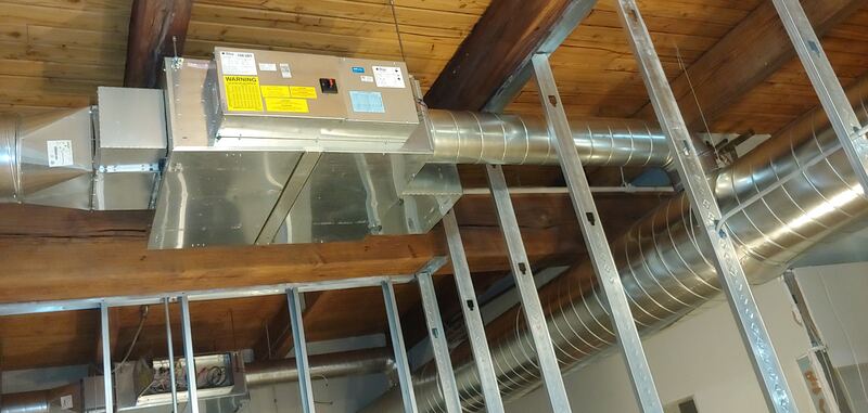Commercial ductwork and fan unit